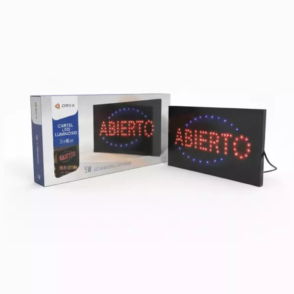 CARTEL LED LUMINOSO "ABIERTO" ORYX FM006AB