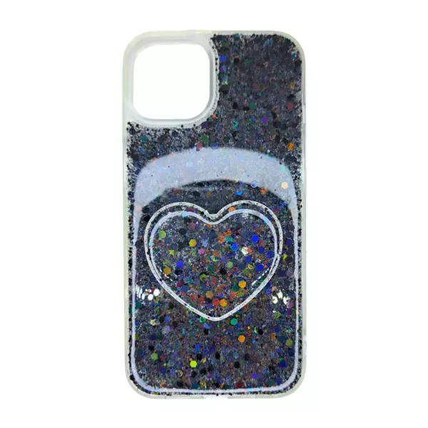 Funda Glitter + Pop Socket Samsung M12 Negro