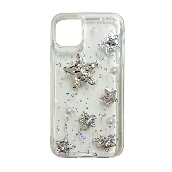Funda Charms Samsung M12 Estrellas Plateadas