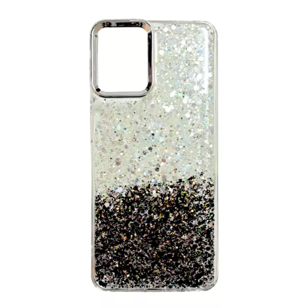 Funda Glitter Samsung M12 Plateado y Negro