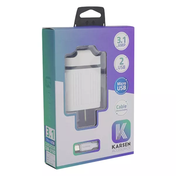 Cargador De Pared Micro Usb 3.1A 220v 3150 Karsen