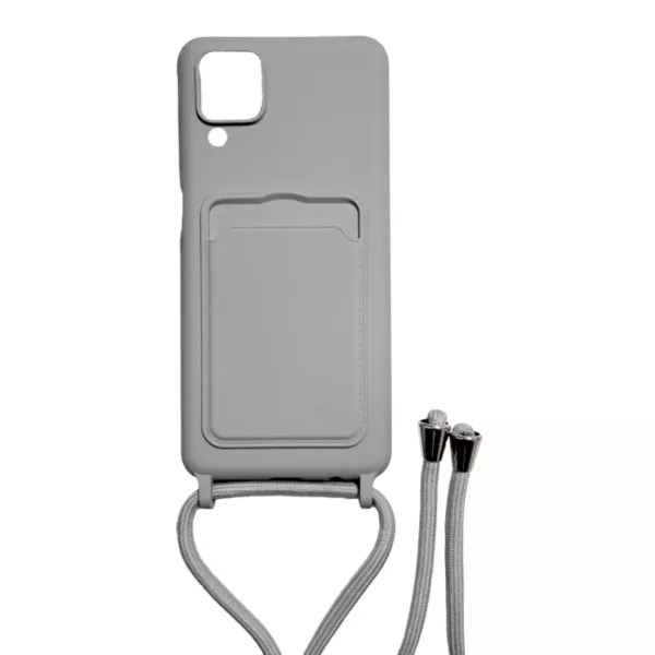 Funda Silicona Con Correa + Tarjetero Samsung M12 Gris