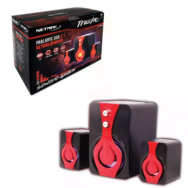 Parlantes USB 2.1 Retroiluminado NM-TRUENO NETMAK
