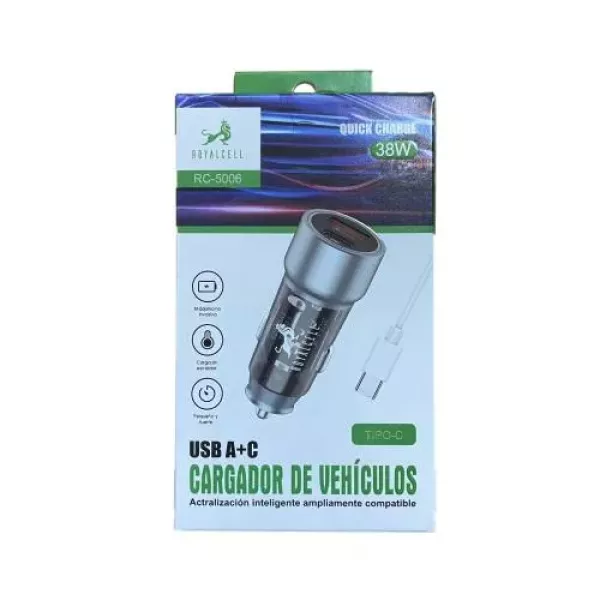 Cargador Auto Tipo C 38W RC-5006 Royalcell